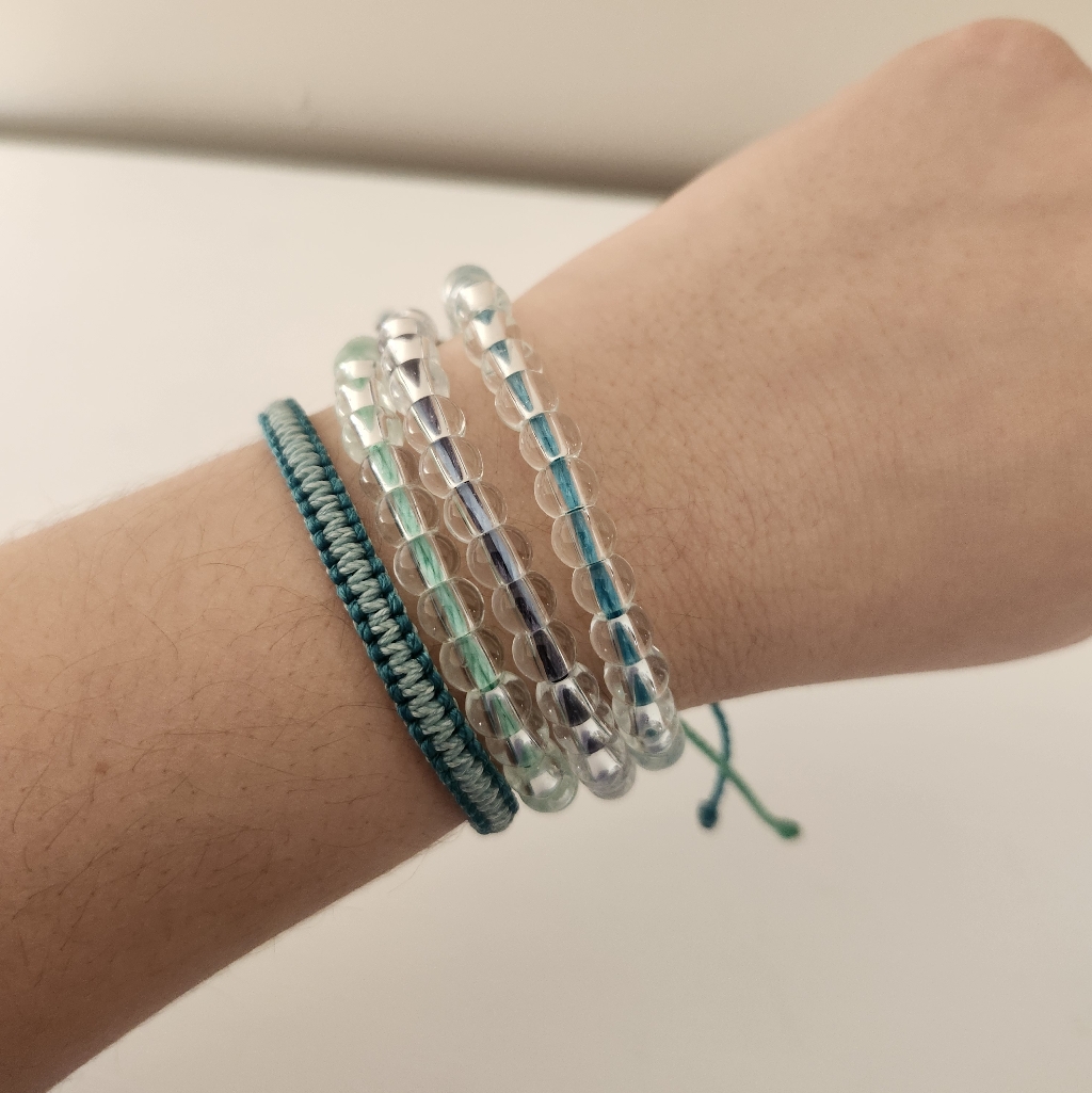 4ocean Set Of Four Sustainable Summer Recycled Plastic Bracelets Blue Green